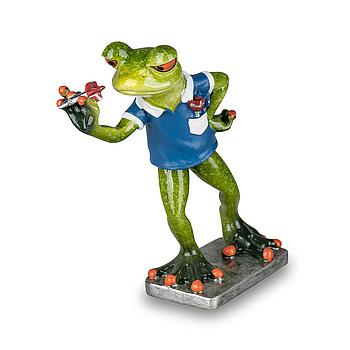 Frosch spielt Dart blau