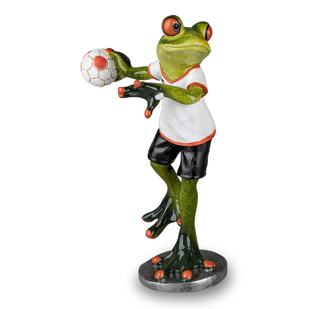 Frosch spielt Handball weiß