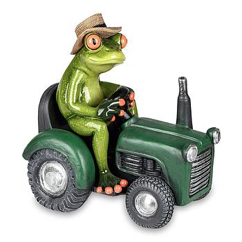 Frosch auf grünem Traktor