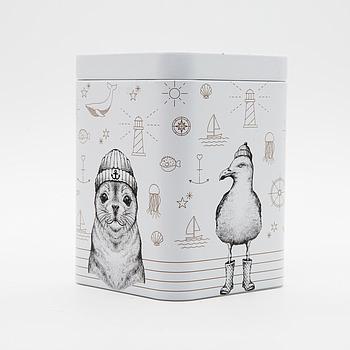 Dose "Jore & Ville", 100 g Weißblech, eckig, Stülpdeckel matt 7,3 x 7,3 x 10 cm