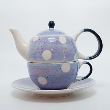 Tea-for-one Set "Bine" Kanne: 0,4 l, Tasse: 0,2 l, Keramik, 4-teilig, Kanne: H 12 cm, Ø 5,5 cm Tasse: H 6 cm, Ø 10 cm