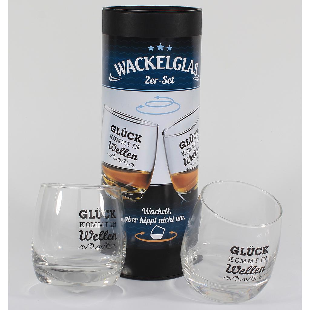 Wackelglas &quot;Glück kommt in Wellen&quot; 2er-Set