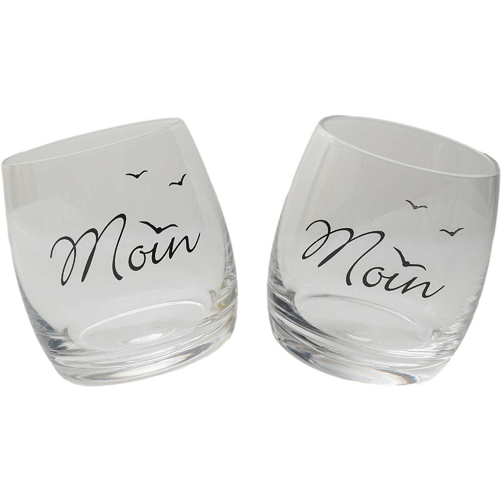 Wobbling Glass &quot;Moin&quot; ca. 200 ml 2er-Set