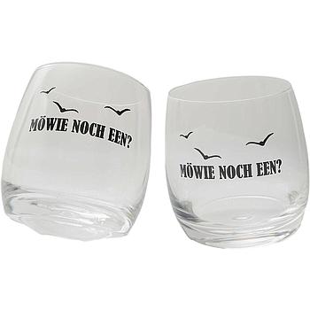 Wobbling Glass "MÖWIE NOCH EEN" Design Möwen ca. 200 ml 2er-Set