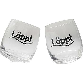 Wobbling Glass "Löppt" ca. 200 ml 2er-Set