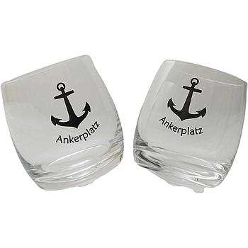 Wobbling Glass "Ankerplatz" ca. 200 ml 2er-Set
