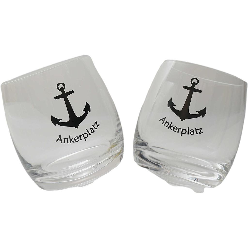 Wobbling Glass "Ankerplatz" ca. 200 ml 2er-Set
