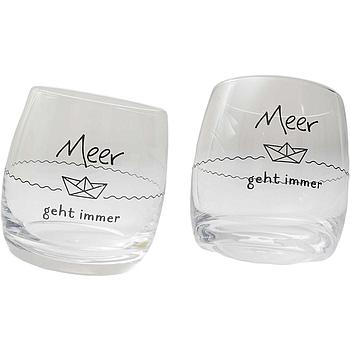 Wobbling Glass "Meer geht immer" ca. 200 ml 2er-Set