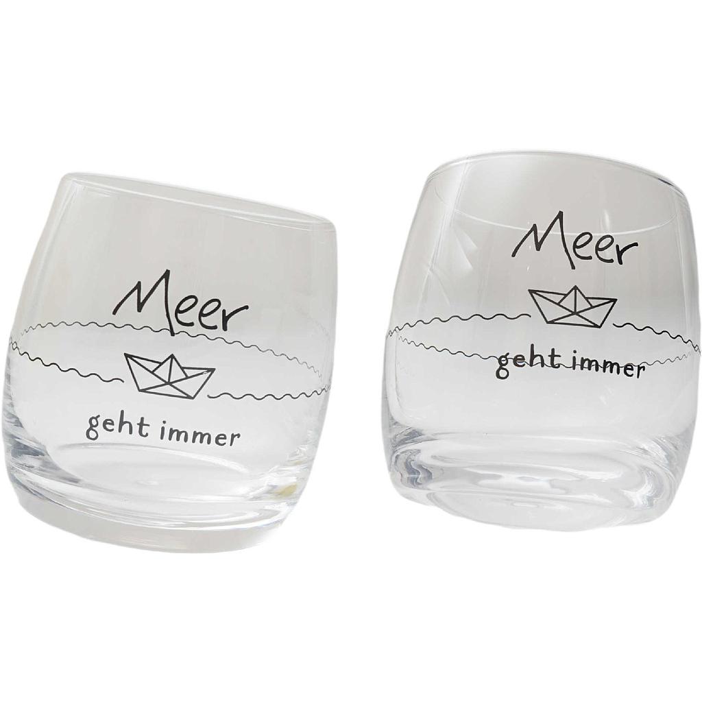 Wobbling Glass "Meer geht immer" ca. 200 ml 2er-Set