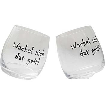 Wobbling Glass "wackel nich dat geit" ca. 200 ml 2er-Set