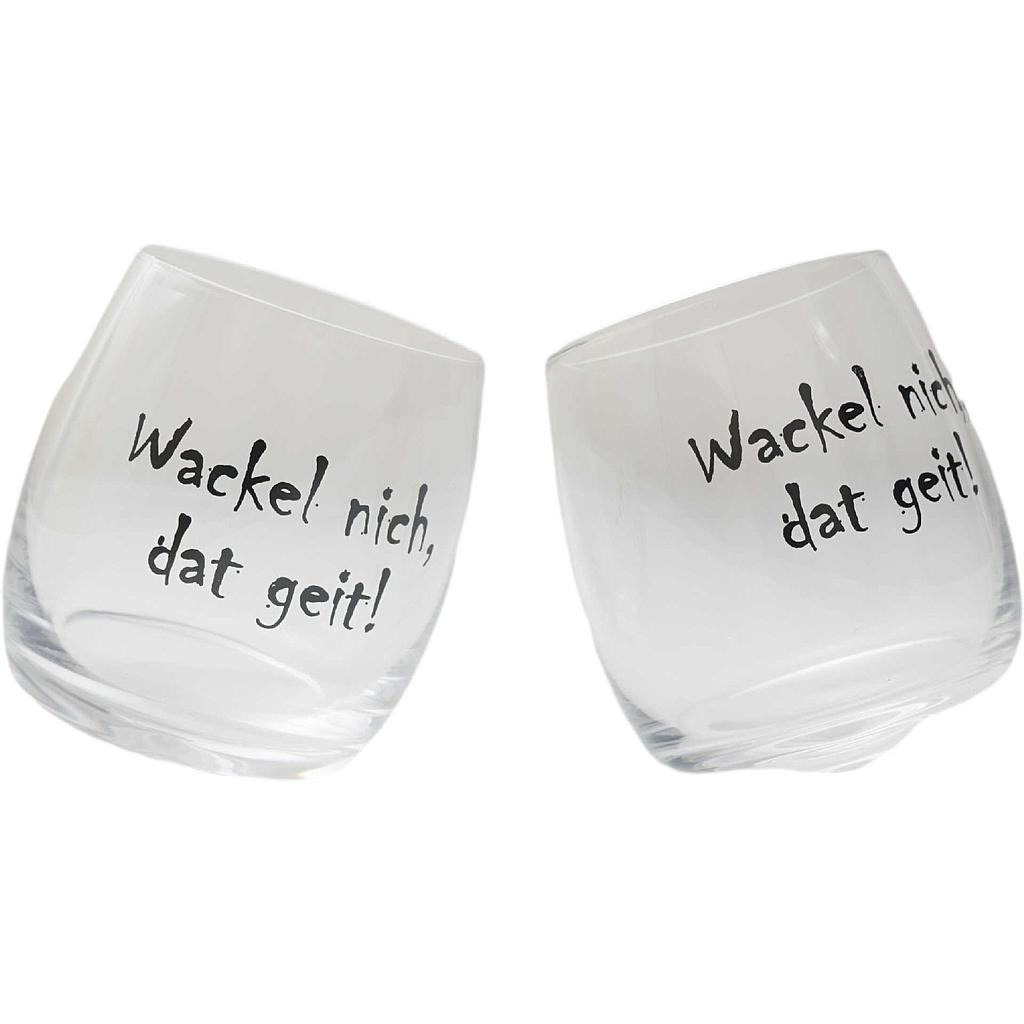Wobbling Glass &quot;wackel nich dat geit&quot; ca. 200 ml 2er-Set