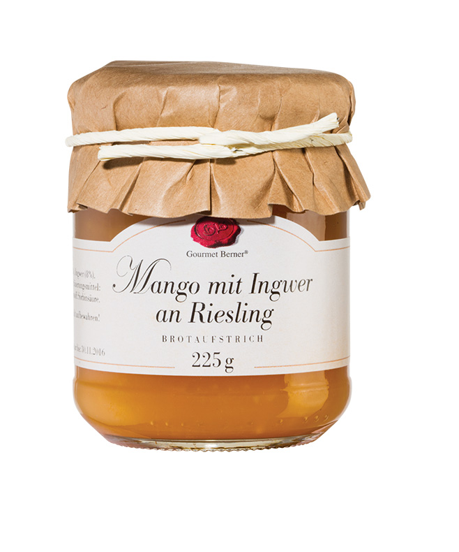 Mango mit Ingwer an Riesling Fruchtaufstrich im 225g Glas