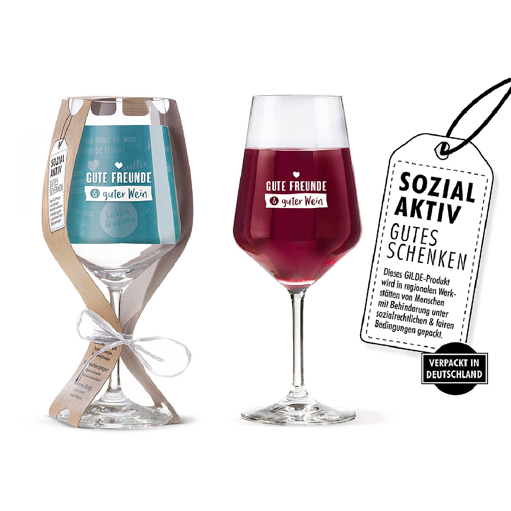 Weinglas "Gute Freunde &amp; guter Wein"