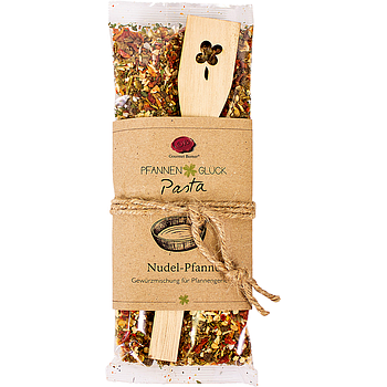 Pfannenglück Pasta; Nudel-Pfanne Gewürzmischung für Pfannengerichte, Inhalt; 70g Beutel, mit "Kleeblatt" Pfannenwender 
