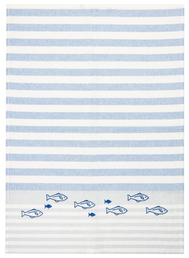 Geschirrhandtuch Halbleinen, Fischschwarm