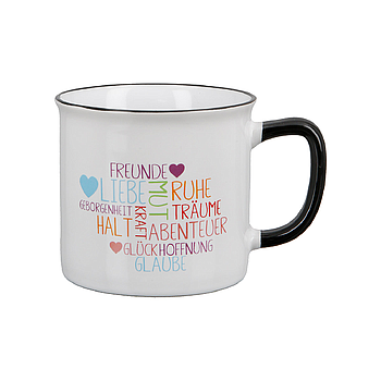 Becher "Freude - Liebe - Mut -Ruhe - Halt - Geborgenheit - Träume - Kraft - Glaube..."