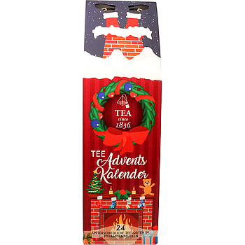 Tee-Adventskalender „Kamin Klassisch“ mit 24 Pyramidenbeuteln einzeln im Sachet verpackt Format 92 x 92 x 305 mm