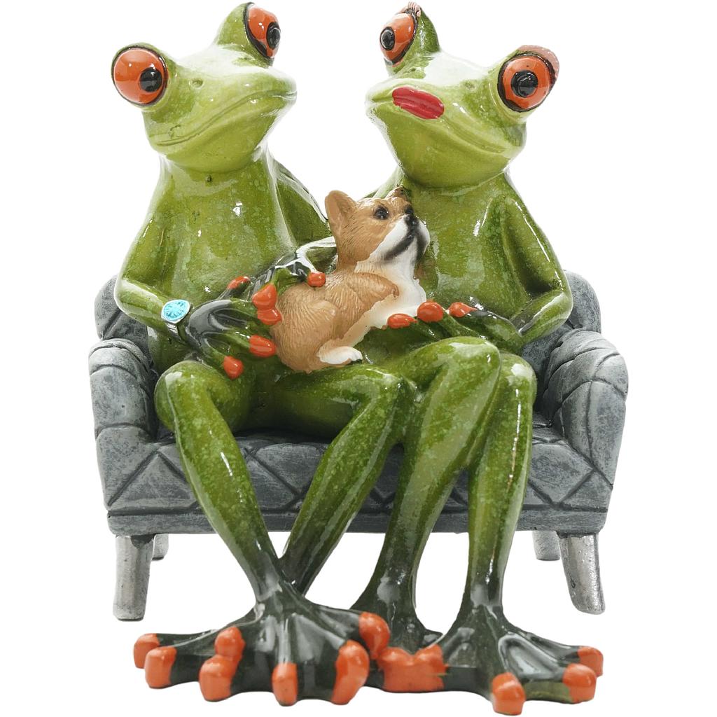 Frosch-Paar mit Haustier, braunes Fell