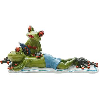 Froschpaar Strand, Mannwird eingecremt