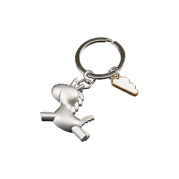 Schlüsselanhänger, "Einhorn", Metall, silberfarben, 2, B. 3,5 cm, H. 7,5 cm