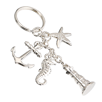 Schlüsselanhänger, "Sealife", Metall, silberfarben, H. 10,5 cm