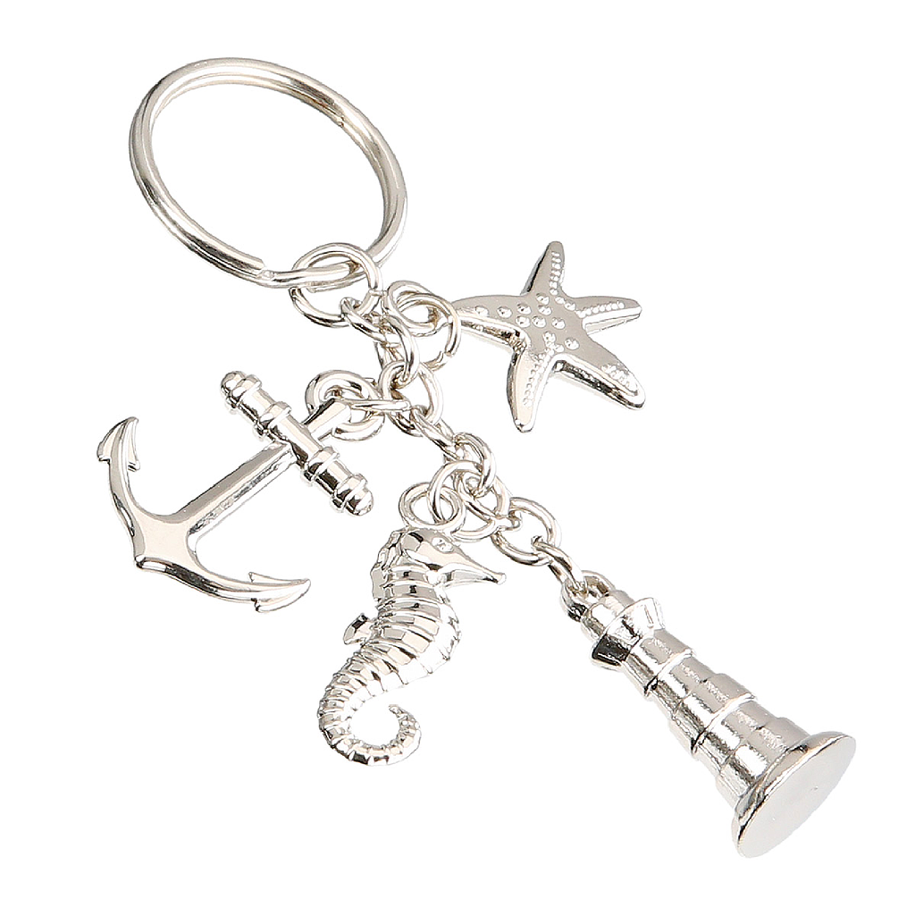 Schlüsselanhänger, "Sealife", Metall, silberfarben, H. 10,5 cm