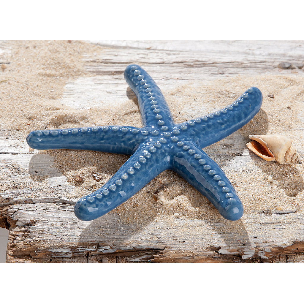 Dekoobjekt, Seestern, &quot;Seestern&quot;, Porzellan, blau, L. 15 cm, B. 17 cm, H. 1,5 cm