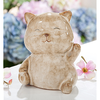 Figur, Katze, "Melle", Porzellan, braun, L. 10,5 cm, B. 10,5 cm, H. 13,5 cm