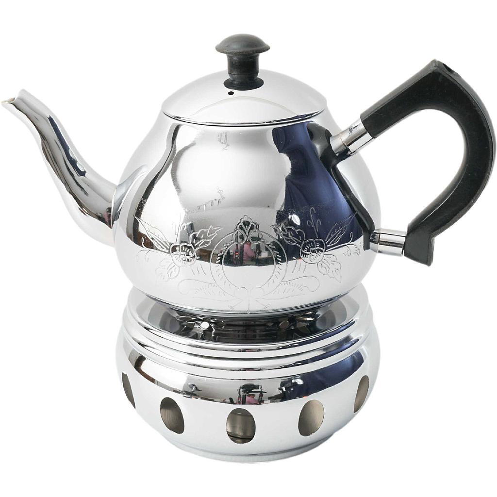 Set Teekanne 1,0l, loser Deckel/Gravur &amp; Stövchen, bauchig