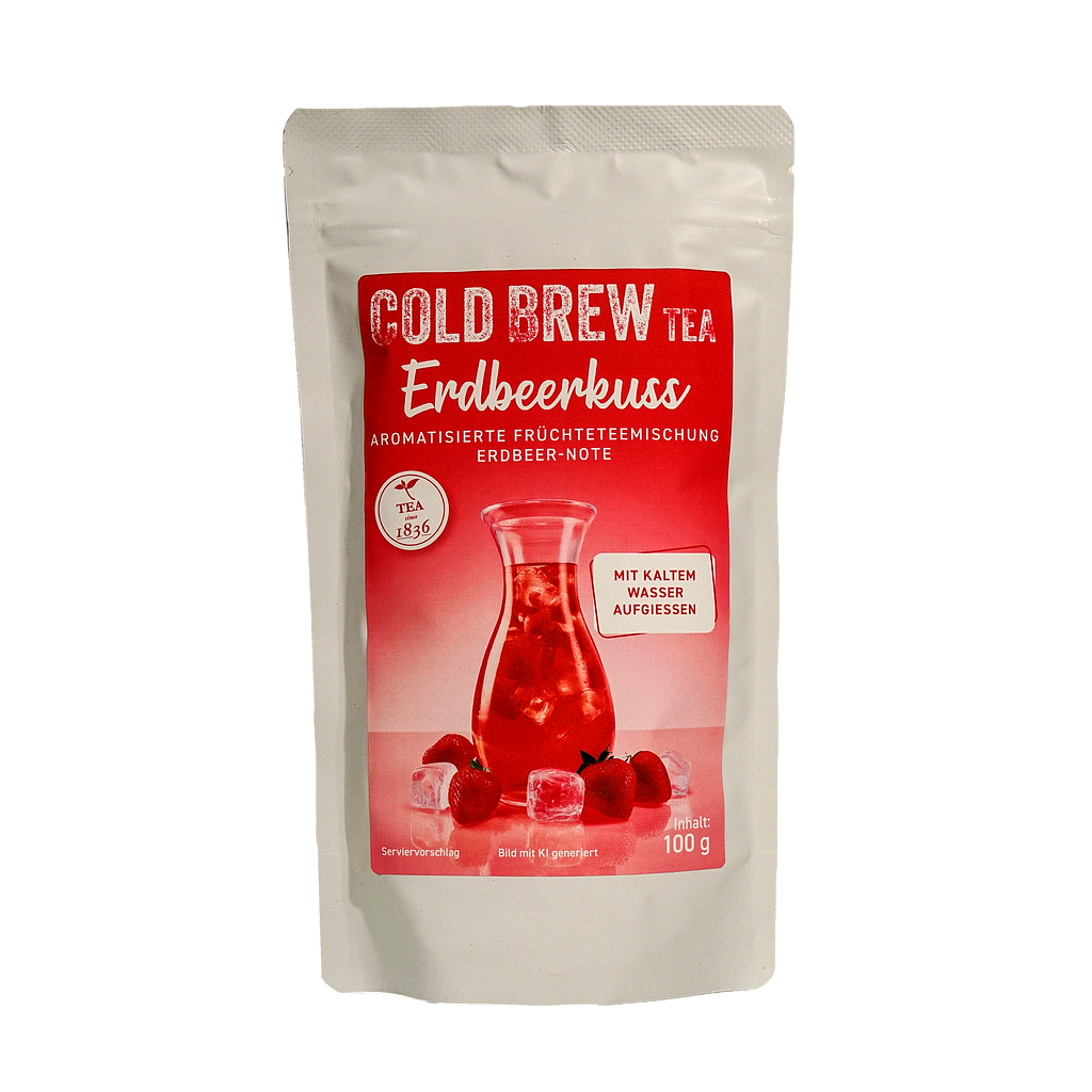 Früchteteemischung  Erdbeerkuss Erdbeer-Note aromatisierter Cold Brew Tüte à 100 g