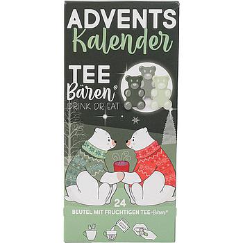 Tee-Bären® Adventskalender 24 x 15 g, grün im Sachet verpackt Format 105 x 70 x 225 mm
