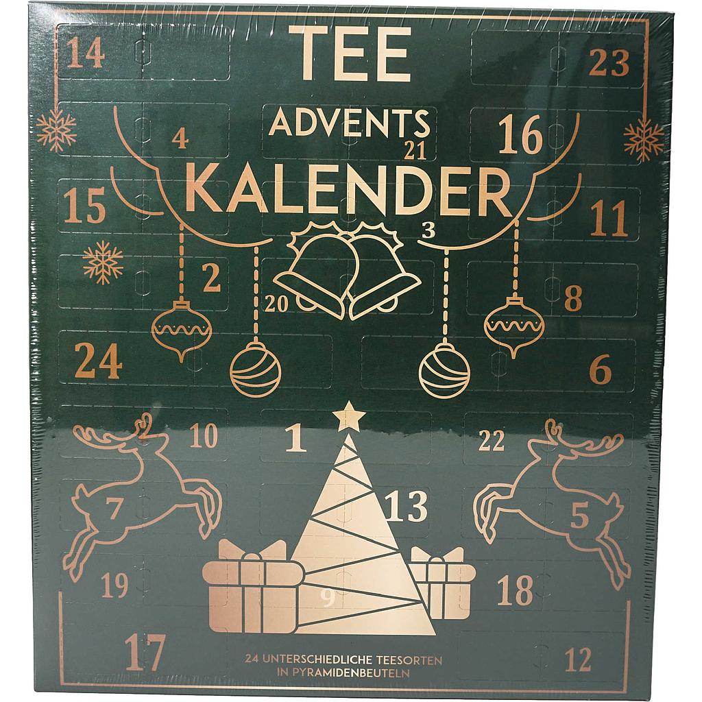 XL Adventskalender Tee „Grüne Weihnachten“ mit 24 Pyramidenbeuteln  einzeln im Sachet verpackt Format 370 x 92 x 410 mm mit Türchen