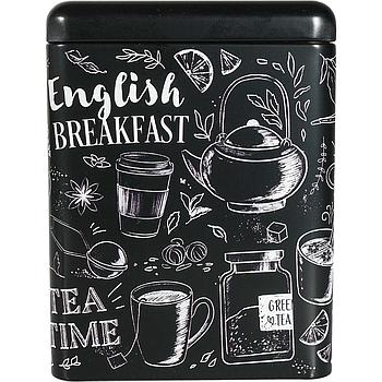 Dose "Noir", 200 g Weißblech, rechteckig, Stülpdeckel,  10 x 7 x 13 cm