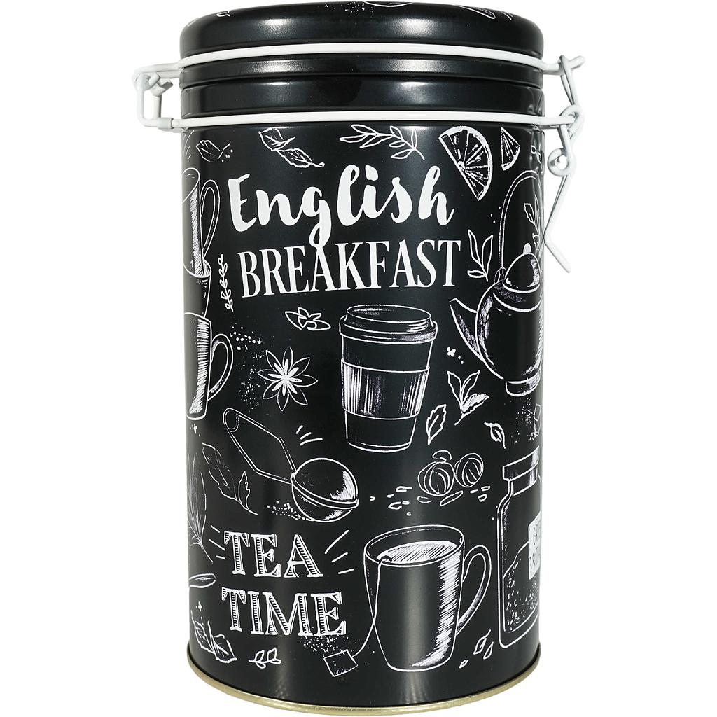 Dose "Noir", 300 g Weißblech, rund, mit Aroma-Bügelverschluss, matt H 18,5 cm, Ø 10,5 cm