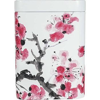 Dose "Sakura", 100 g Weißblech, eckig, Stülpdeckel, matt 7,3 x 7,3 x 10 cm