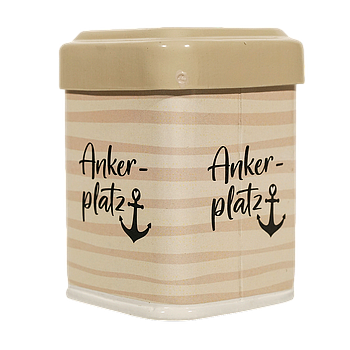 Teedose, für ca. 50g Tee, "Ankerplatz", gestreift, L. 6 cm, B. 6 cm, H. 8,5 cm