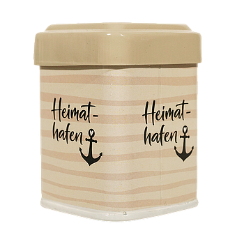Teedose, für ca. 50g Tee, "Heimathafen", gestreift, L. 6 cm, B. 6 cm, H. 8,5 cm