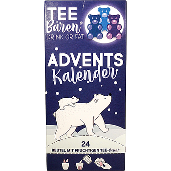 Tee-Bären® Adventskalender 24 x 15 g, „Tee-Bären bei Nacht“ Sachet verpackt Format 105 x 70 x 225 mm