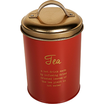 Dose "Aliette", 320 g verzinkter Stahl, rund, Stülpdeckel, matt mit Aufschrift "Tea" H 15 cm, Ø 11 cm