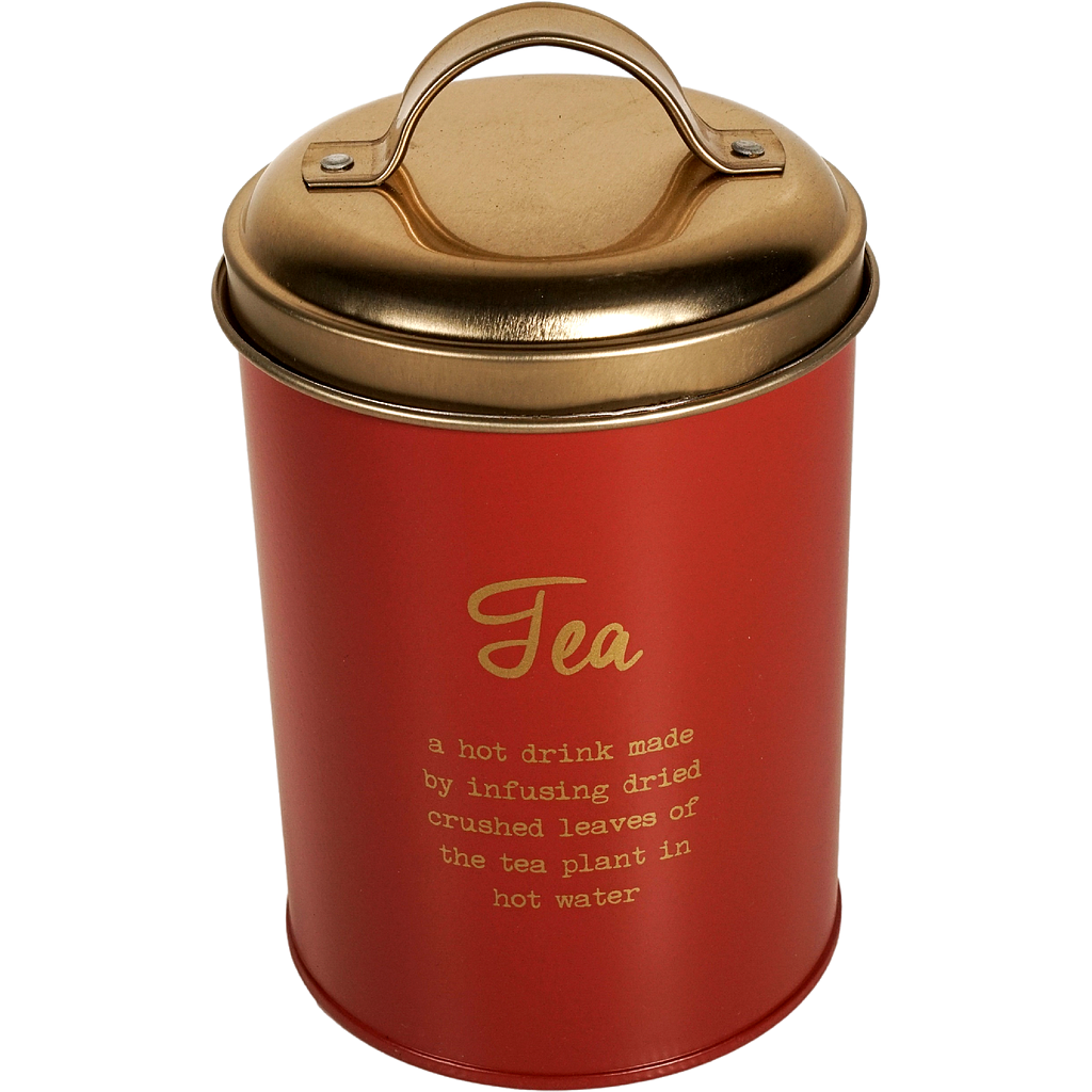 Dose "Aliette", 320 g verzinkter Stahl, rund, Stülpdeckel, matt mit Aufschrift "Tea" H 15 cm, Ø 11 cm