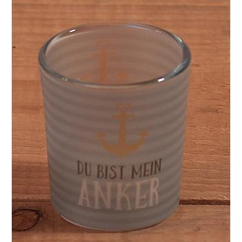 Teelichtglas "Du bist mein Anker" ca. 6 x 5 cm