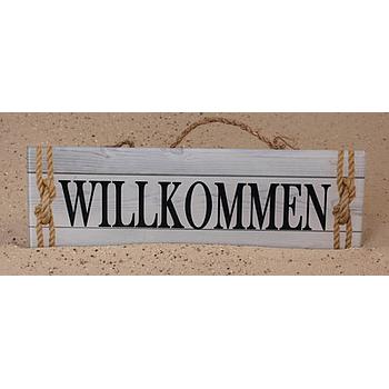 Schild "Willkommen", aus Glas 30 x 10cm