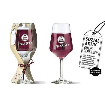 Weinglas "Je älter desto besser" Füllmenge ca. 500