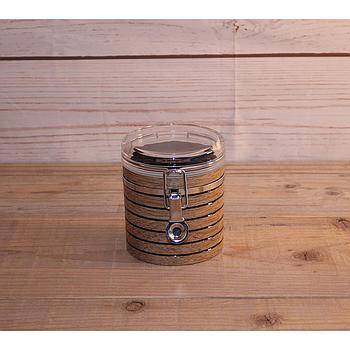 Dose "Loui", 150 g Kunststoff, rund, mit Aroma-Bügelverschluss  in Holzoptik H 11,5 cm, Ø 10 cm