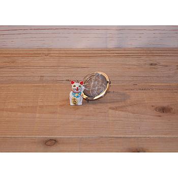 Tee-Ei "Winkekatze" Edelstahl, mit Winkekatze-Anhänger  Ø 5 cm