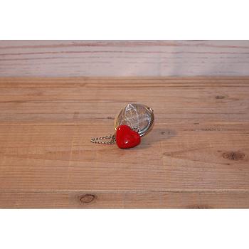 Tee Ei "Herz" Edelstahl, mit Herz-Anhänger  Ø 5 cm