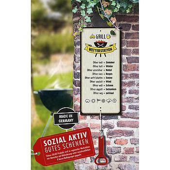 Aluminium Schild Wetterstation Grill