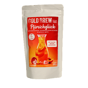 Cold Brew Schwarzteemischung Pfirsichglück Pfirsich-Note aromatisierterTüte à 100 g