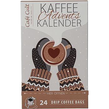 Kaffee-Adventskalender „Handwärmer“ mit 24  Drip Coffee Bags einzeln im Sachet verpackt Format 124 x 100 x 200 mm -2-sprachig
