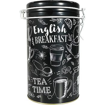 Dose "Noir", 300 g Weißblech, rund, mit Aroma-Bügelverschluss, matt H 18,5 cm, Ø 10,5 cm